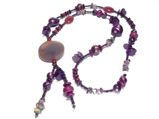 lila Achatscheiben Halskette (Bausatz / DIY)B516