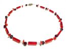 zweisträngige, rote Glasperlenkette (Bausatz / DIY) B 380