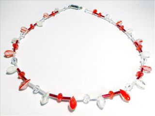 rot-weiße Glastropfenkette (Bausatz / DIY) B 163