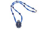 Halskette Marienkäferanhänger mit blauem Strass...