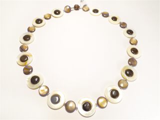 beige-braune  Perlmuttscheiben Halskette / Perlenkette (Bausatz / DIY)B 136