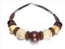 mahagonibraunes Holzkugelcollier (Bausatz / DIY)B2043