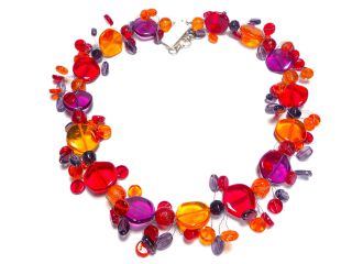 Kette in orange, lila und rot (0176)