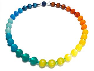 Halskette Würfelkette Perlen Alu mehrfarbig multicolor bunt Modeschmuck 098t 