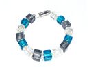 mintgrün-graues Lampworkwürfelarmband 143a