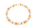 Orangene Jadekette mit Muschelkern DIY/Bausatz (B1347)