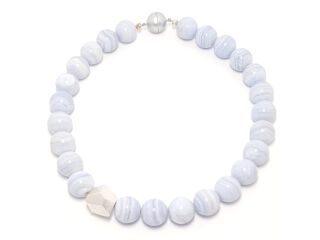 Gefädelte silberne Buttonbeads Kette (8013)