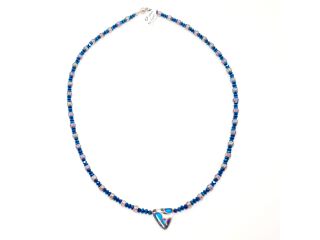 blau/rosane Facetten Kette (1119c)