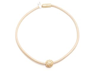 Kette aus goldenem Lederband mit goldener Straßkugel (8066)