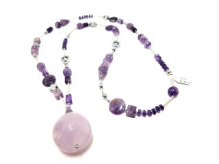 Lange Amethyst-Kette mit Hämatit (B605)