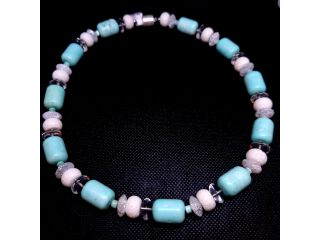 Howlith-/Bergkristallkette in mint/weiß DIY/Bausatz (B2159)